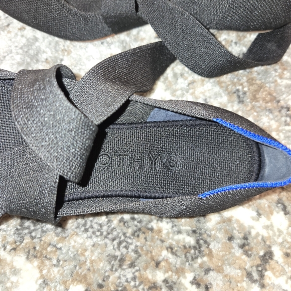 ROTHY'S Pointed Toe Bow Mary Jane Ballet Flats Black Size 6.5 Retired - Picture 3 of 6